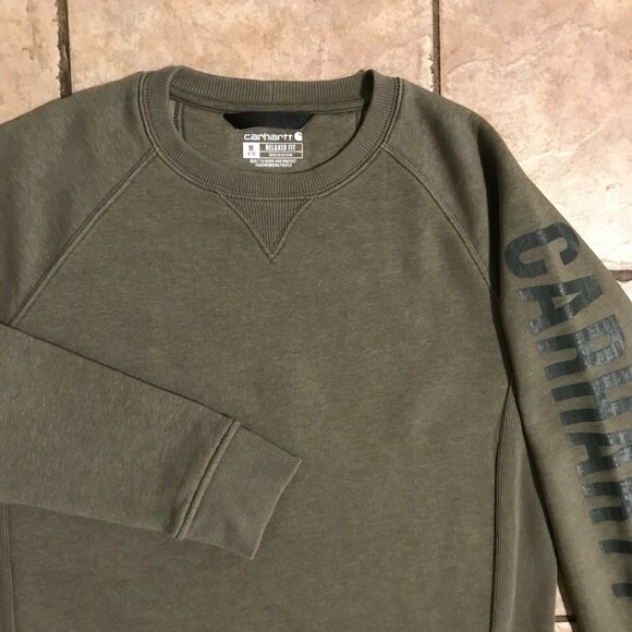 Women's Carhartt Relaxed Midweight Crewneck Sleeve Logo Sweatshirt-Size M(104410 - Picture 9 of 12